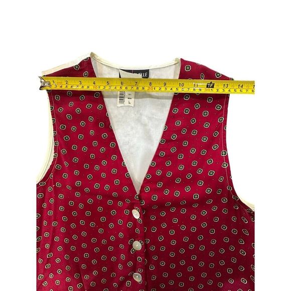 VINTAGE 90’s DEADSTOCK NWT Made USA Women’s Size Large Red Pearl Button Vest - Picture 10 of 13